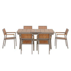 7-teiliges ausziehbares Esszimmer-Set mit ausziehbarem Tisch und 6 Armlehnstühlen