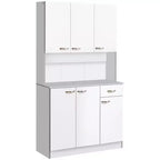 Armario despensa de cocina 71, armario alto de almacenamiento con soporte para microondas, alacena de cocina moderna, 3 estantes ajustables para sala de estar y comedor