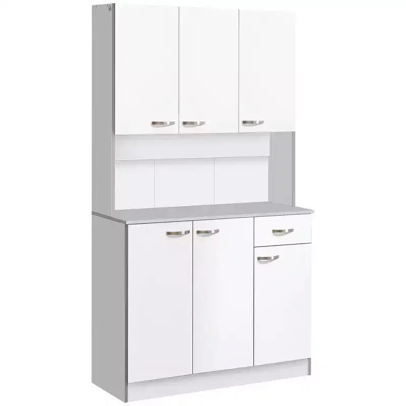 Dispensa da cucina 71, mobile contenitore alto con supporto per microonde, credenza moderna da cucina, 3 ripiani regolabili per soggiorno e sala da pranzo