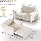 Sofá cama convertible 3 en 1 Dyonery, sofá cama extraíble con bolsillo lateral y respaldo ajustable, montaje sin herramientas, sofá de dos plazas plegable