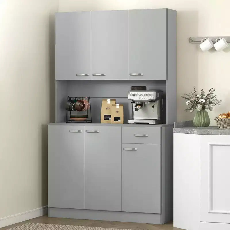 Dispensa da cucina 71, mobile contenitore alto con supporto per microonde, credenza moderna da cucina, 3 ripiani regolabili per soggiorno e sala da pranzo