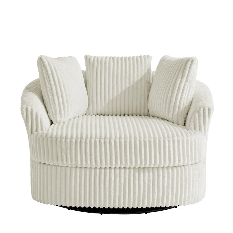 Set di 2 poltrone girevoli a conchiglia oversize da 43 W in morbido velluto a coste con cuscini