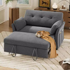 Sofá cama convertible 3 en 1 Dyonery, sofá cama extraíble con bolsillo lateral y respaldo ajustable, montaje sin herramientas, sofá de dos plazas plegable