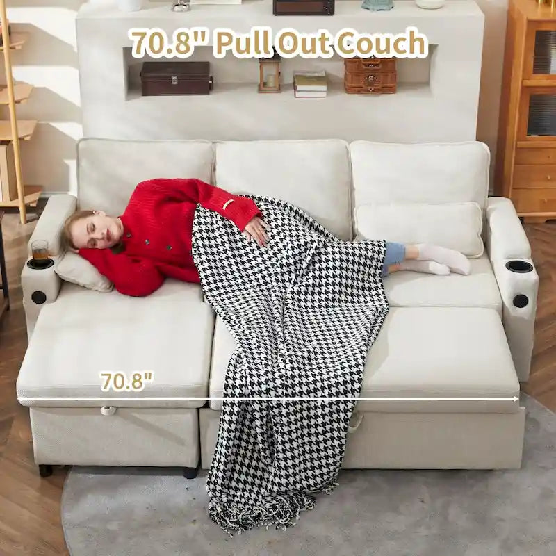 80 L-förmiges Schlafsofa, Schlafsofa mit ausziehbarem Bett, wendbares Schlafsofa