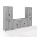 3-teiliges Tara-Sideboard- und Vorratsschrank-Set im Used-Look – Crosley