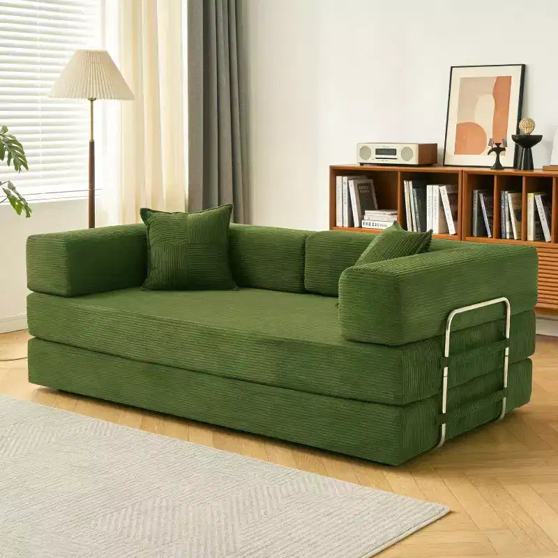 Dyonery 78 opvouwbare slaapbank, corduroy bank, kingsize vloerslaapbank, 4-in-1 doe-het-zelf modulaire combinatiebank, uitklapbaar, comfortabele bank.