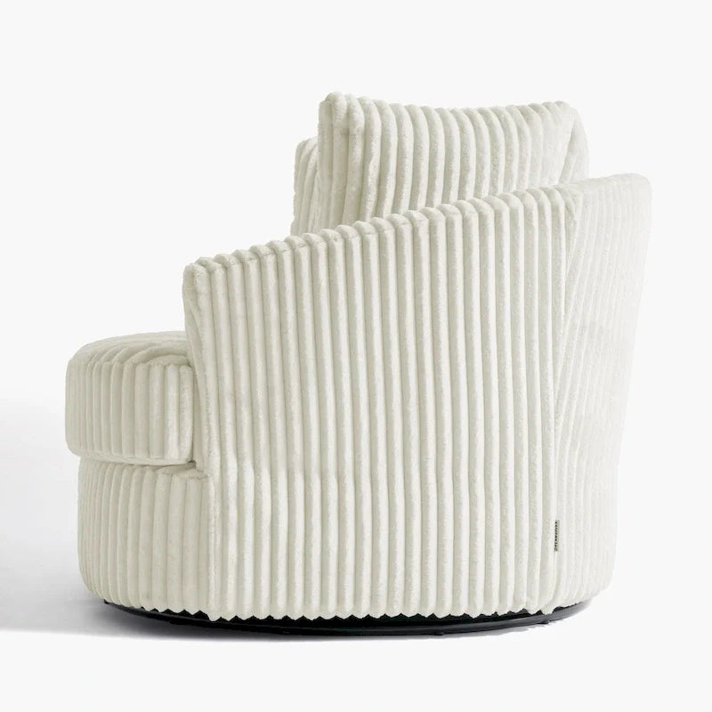 Set di 2 poltrone girevoli a conchiglia oversize da 43 W in morbido velluto a coste con cuscini