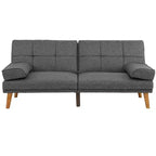 Divanetto letto tufted regolabile – Lino, Gambe in legno, 180 cm, 2 posti