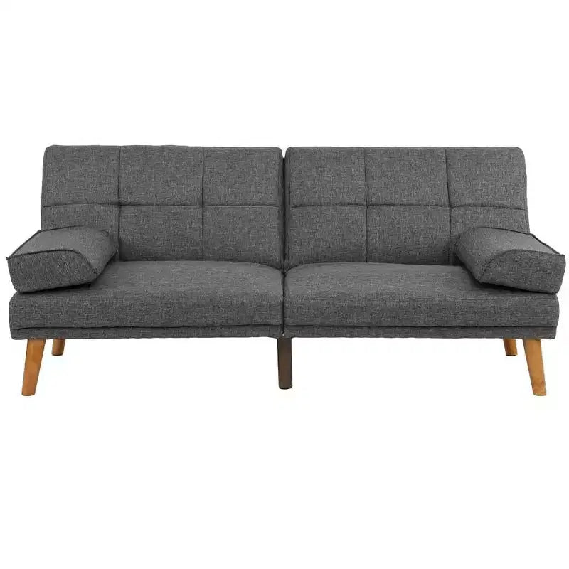 Divanetto letto tufted regolabile – Lino, Gambe in legno, 180 cm, 2 posti