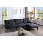 Divanetto letto tufted regolabile – Lino, Gambe in legno, 180 cm, 2 posti
