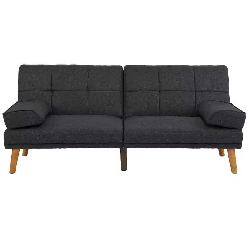 Divanetto letto tufted regolabile – Lino, Gambe in legno, 180 cm, 2 posti