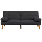 Divanetto letto tufted regolabile – Lino, Gambe in legno, 180 cm, 2 posti