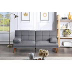 Divanetto letto tufted regolabile – Lino, Gambe in legno, 180 cm, 2 posti