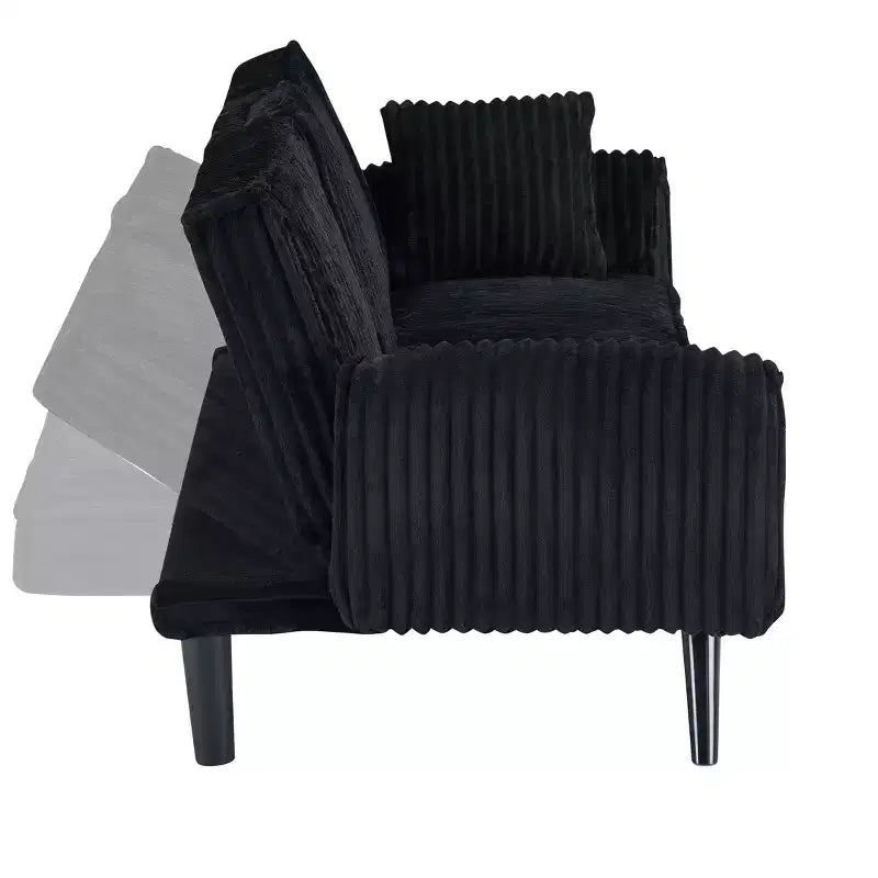 Divano letto a due posti convertibile – Corduroy, schienale regolabile e portabicchieri, 183 cm