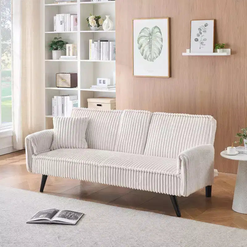 Divano letto a due posti convertibile – Corduroy, schienale regolabile e portabicchieri, 183 cm