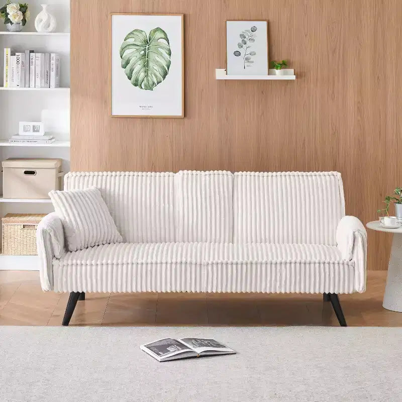 Divano letto a due posti convertibile – Corduroy, schienale regolabile e portabicchieri, 183 cm