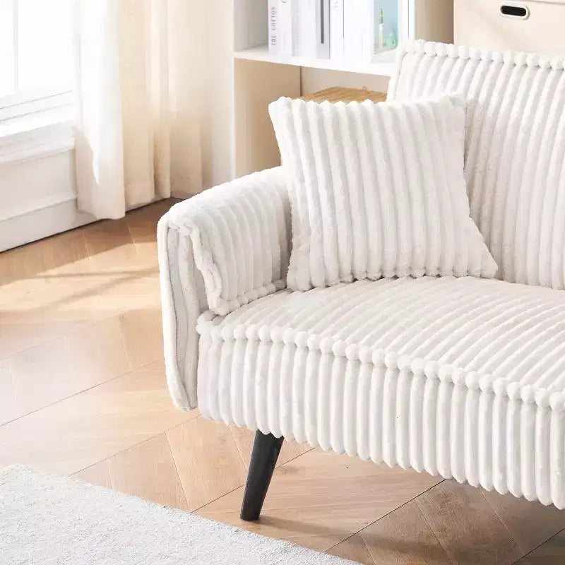 Divano letto a due posti convertibile – Corduroy, schienale regolabile e portabicchieri, 183 cm