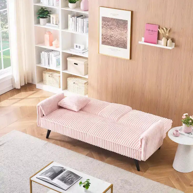 Divano letto a due posti convertibile – Corduroy, schienale regolabile e portabicchieri, 183 cm