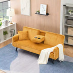 Divano letto a due posti convertibile – Corduroy, schienale regolabile e portabicchieri, 183 cm