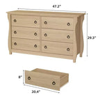 Cassettiera bohémien naturale a 6 cassetti – Larga 119 cm, Gambe curve, Dettagli in rattan