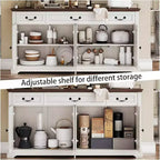 Credenza a buffet da fattoria da 65" – 3 cassetti e 4 ante, in legno massello di abete