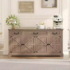 Credenza a buffet da fattoria da 65" – 3 cassetti e 4 ante, in legno massello di abete