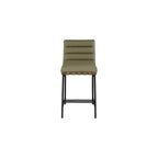Vegan Leather Counter Stool – Matte Black Frame, Walnut Dowel