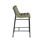 Vegan Leather Counter Stool – Matte Black Frame, Walnut Dowel