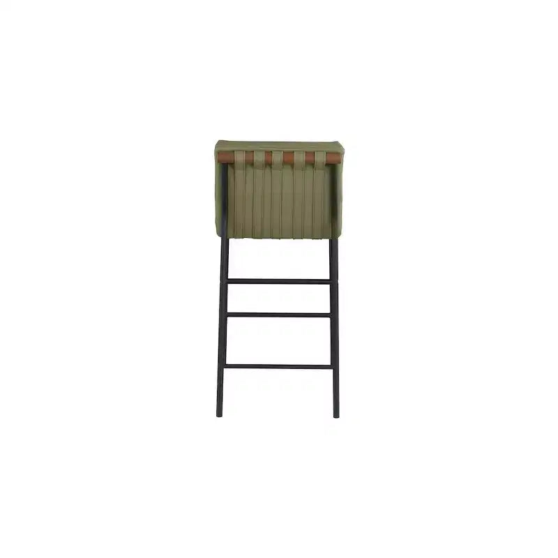 Vegan Leather Counter Stool – Matte Black Frame, Walnut Dowel
