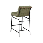 Vegan Leather Counter Stool – Matte Black Frame, Walnut Dowel