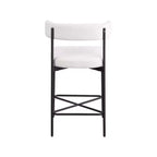 Cream Linen Counter Stools – Curved Back, Matte Black Frame, Set of 2
