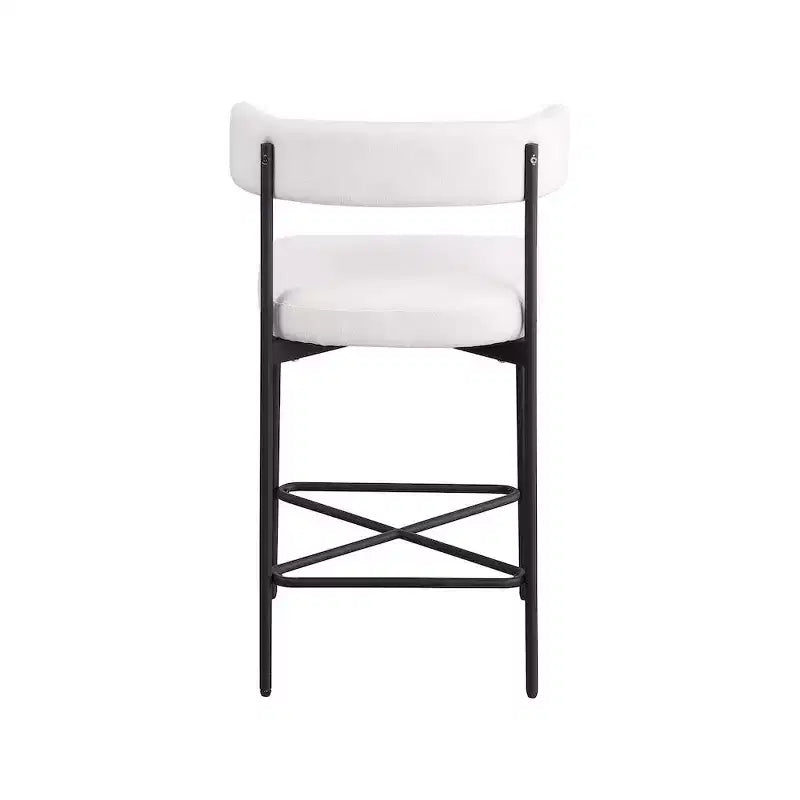 Cream Linen Counter Stools – Curved Back, Matte Black Frame, Set of 2
