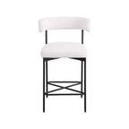 Cream Linen Counter Stools – Curved Back, Matte Black Frame, Set of 2