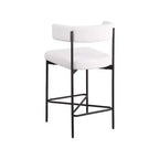 Cream Linen Counter Stools – Curved Back, Matte Black Frame, Set of 2