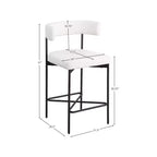 Cream Linen Counter Stools – Curved Back, Matte Black Frame, Set of 2