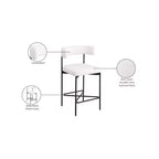 Cream Linen Counter Stools – Curved Back, Matte Black Frame, Set of 2