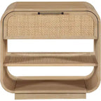 Comodino Windsor in legno di gomma naturale – Comodino in canna in stile moderno di metà secolo