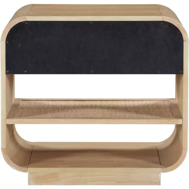 Comodino Windsor in legno di gomma naturale – Comodino in canna in stile moderno di metà secolo