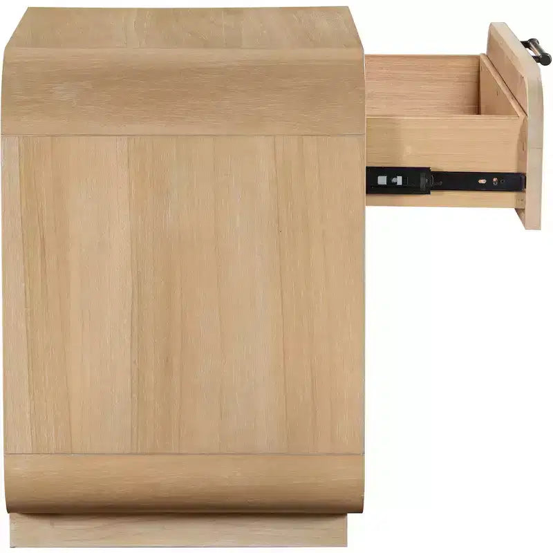 Comodino Windsor in legno di gomma naturale – Comodino in canna in stile moderno di metà secolo