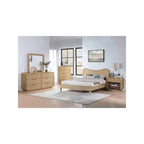 Comodino Windsor in legno di gomma naturale – Comodino in canna in stile moderno di metà secolo