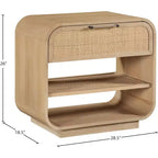 Comodino Windsor in legno di gomma naturale – Comodino in canna in stile moderno di metà secolo