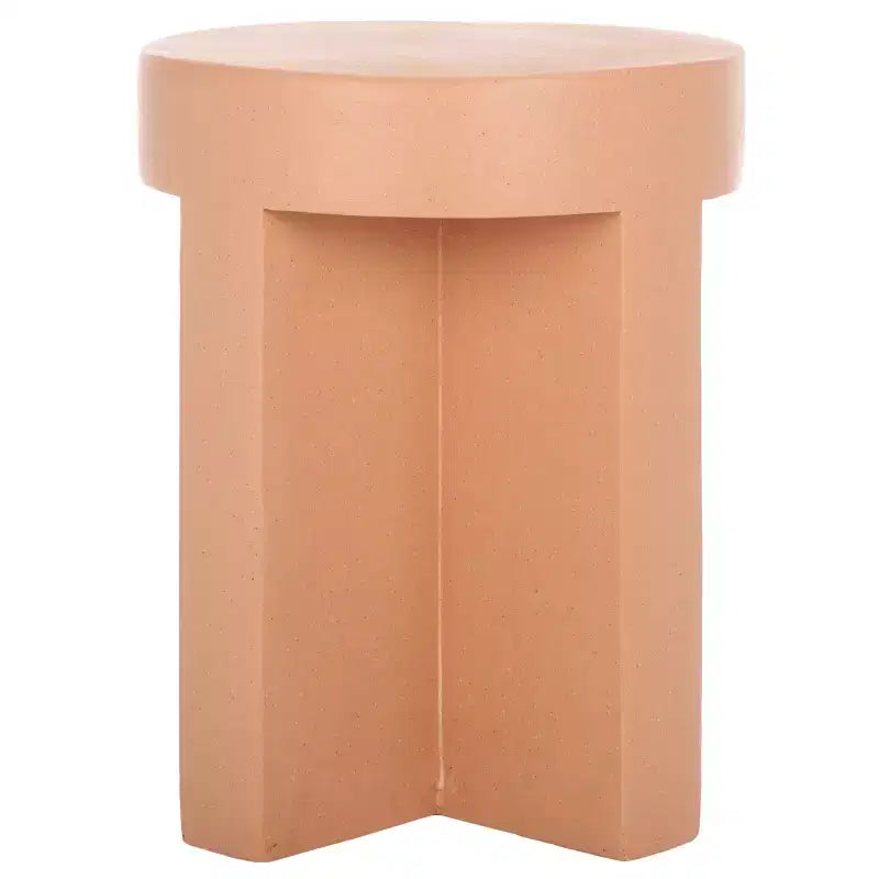 Round Accent Table – White Sculptural Cross Base, Modern Indoor Design