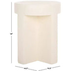 Round Accent Table – White Sculptural Cross Base, Modern Indoor Design