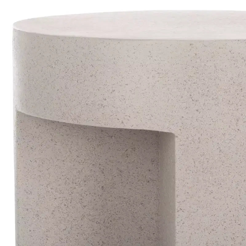 Round Accent Table – White Sculptural Cross Base, Modern Indoor Design