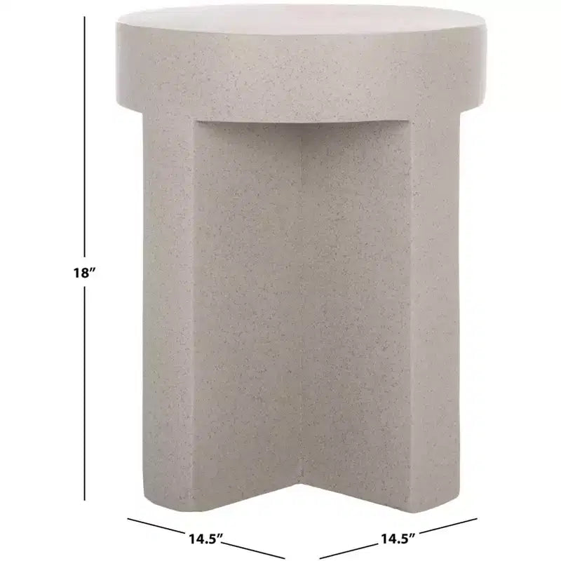 Round Accent Table – White Sculptural Cross Base, Modern Indoor Design