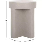 Round Accent Table – White Sculptural Cross Base, Modern Indoor Design