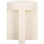 Round Accent Table – White Sculptural Cross Base, Modern Indoor Design
