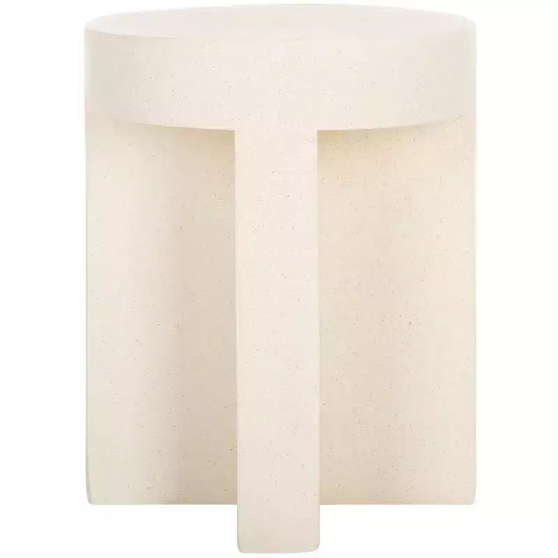 Round Accent Table – White Sculptural Cross Base, Modern Indoor Design