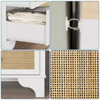 Cassettiera a 7 cassetti, cassettiere e comò moderni in legno di rattan naturale per camera da letto, cassettiera organizer larga con cassetti profondi