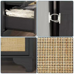 Cassettiera a 7 cassetti, cassettiere e comò moderni in legno di rattan naturale per camera da letto, cassettiera organizer larga con cassetti profondi